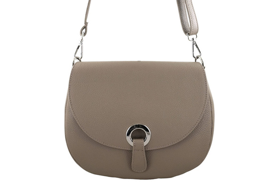 Duża torebka listonoszka ze skóry - Beżowa