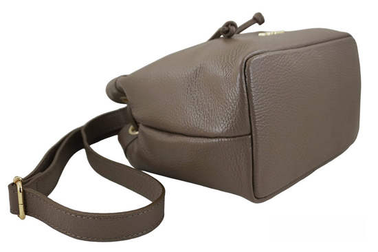 Torebka skórzana / mini worek - Beżowa ciemna