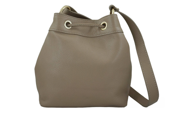 Torebka skórzana / mini worek - Beżowa 