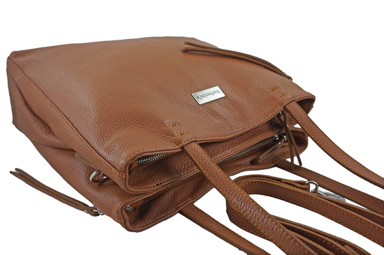 Torba skórzana A4 na ramię - Brązowa jasna