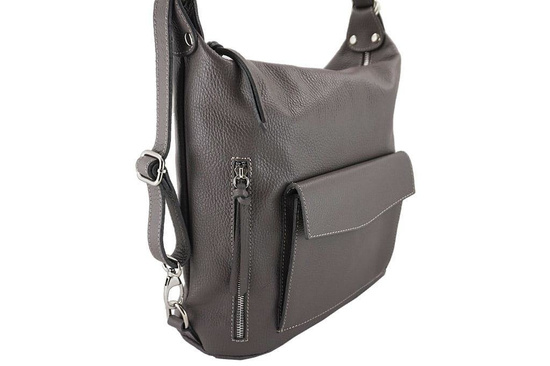 Torebka - plecak skórzany Barberini's - Szara ciemna 