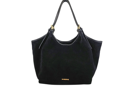 Duża torebka shopper zamszowa - Czarna