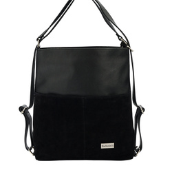 Torebka plecak z zamszem - Czarna