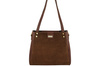 Klasyczna torebka skórzana z zamszem - Brązowa 