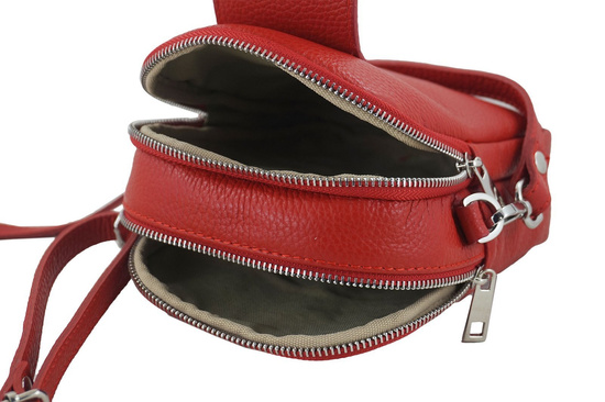 Codzienna listonoszka skórzana dwukomorowa - Czerwona 