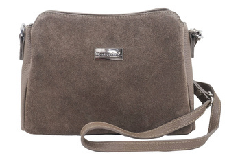 Listonoszka skórzana z zamszem - Beżowa ciemna