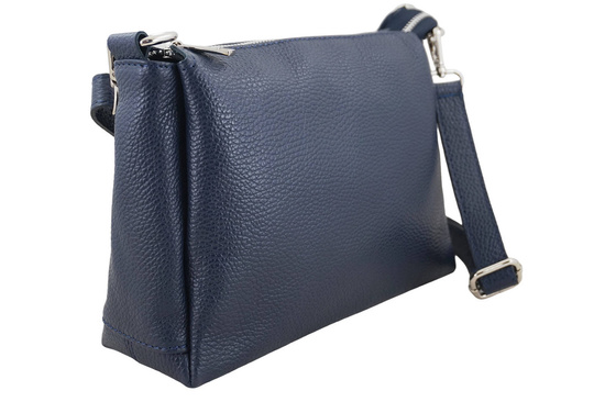 Uniwersalna torebka skórzana listonoszka - Granatowa