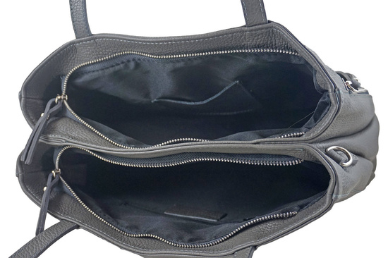 Torba skórzana A4 na ramię - Szara ciemna