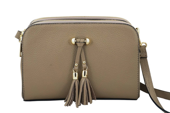 Listonoszka skórzana z kieszeniami - Beżowa 