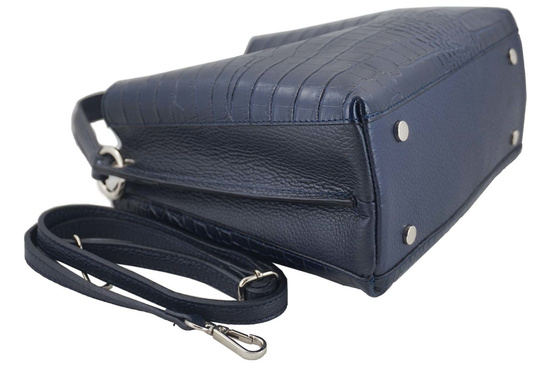 Modna torebka ze skóry CROCO - Czarna