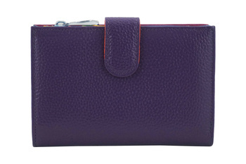 Skórzany portfel damski z ochroną RFID - Fioletowy