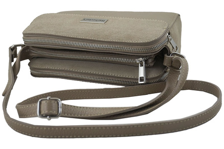 Torebka skórzana crossbody zamszowa - Beżowa 
