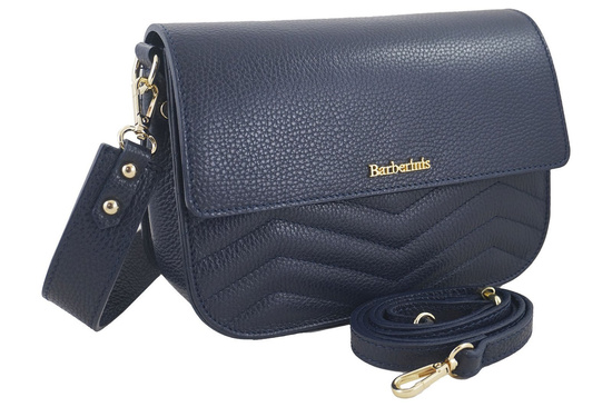 Torebka skórzana crossbody włoska - Granatowa