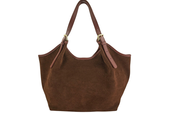 Duża torebka shopper zamszowa - Brązowa  