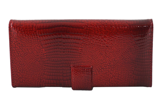 Skórzany portfel damski lakierowany - Czarny