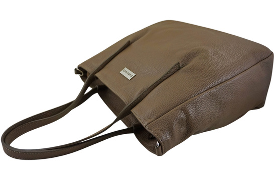 Shopperka damska skórzana Barberinis - Beżowa ciemna