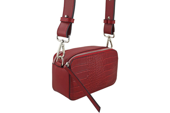 Mała skórzana listonoszka CROCO - Brązowa jasna 