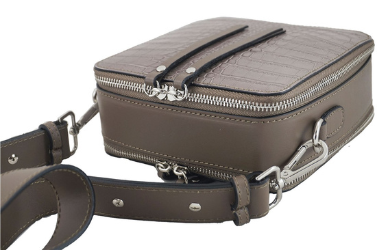 Listonoszka CROCO z szerokim paskiem - Beżowa ciemna 