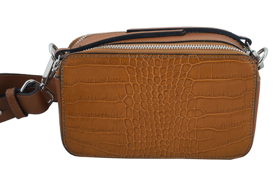 Mała skórzana listonoszka CROCO - Czarna