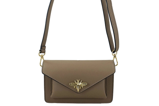 Beżowa ciemna torebka wizytowa skórzana