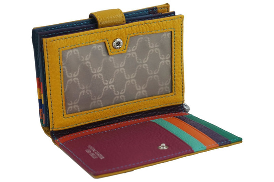 Pojemny kolorowy portfel damski skórzany - Granatowy 