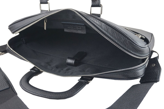 Skórzana torba męska CASUAL - Czarna