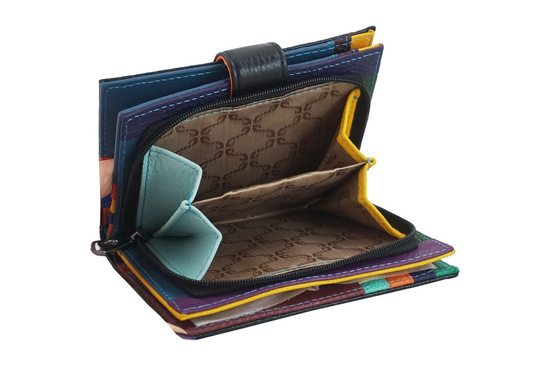 Pojemny kolorowy portfel damski skórzany - Czarny