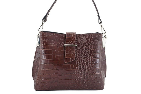 Klasyczne torebki skórzane - CROCO - Czarny 