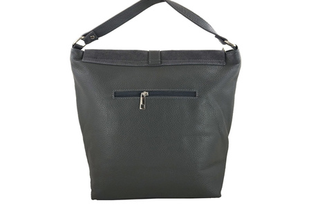 Torba skórzana Shopper bag A4 - Szara ciemna