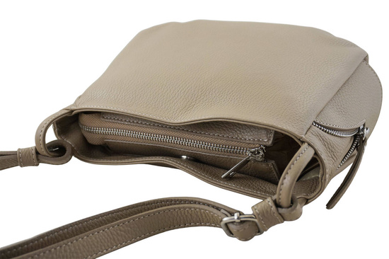 Klasyczna listonoszka skórzana - Beżowa