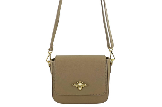 Modna torebka skórzana ze złotym łańcuszkiem - Beżowa 