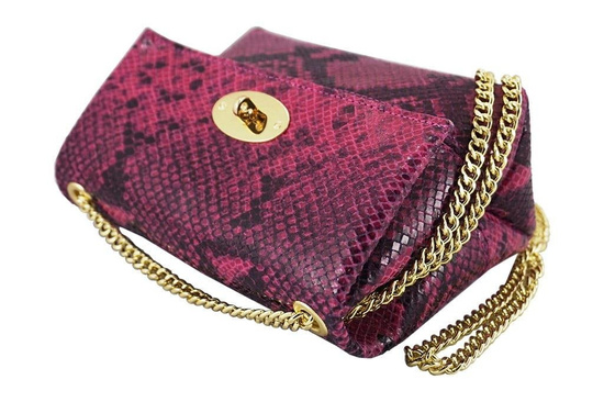 Listonoszka skórzana na łańcuszku - Czarna