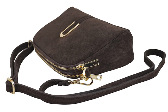 Mała torebka zamszowa wieczorowa - Brązowa ciemna 