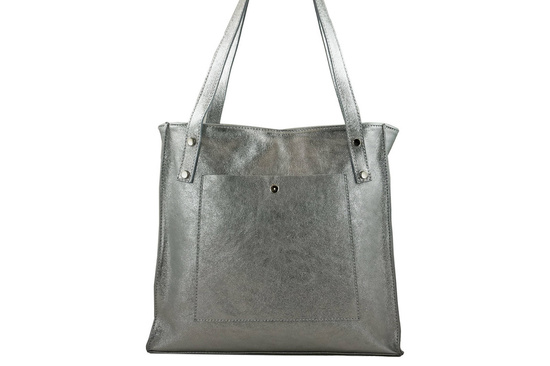 Duże torebki skórzane na ramię - Srebrne 