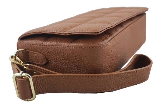 Modna torebka pikowana skórzana - Brązowa jasna