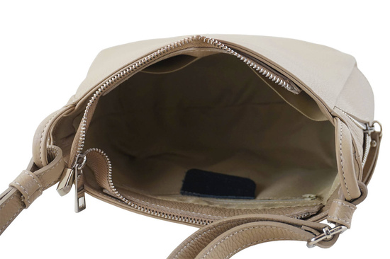 Klasyczna listonoszka skórzana - Beżowa