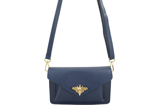 Torebka damska wizytowa skórzana - Granatowa jasna