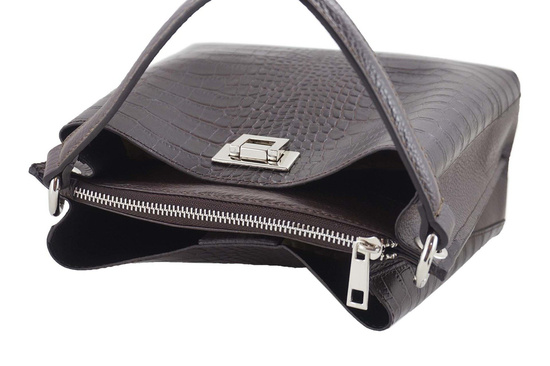 Modna torebka ze skóry CROCO - Czarna