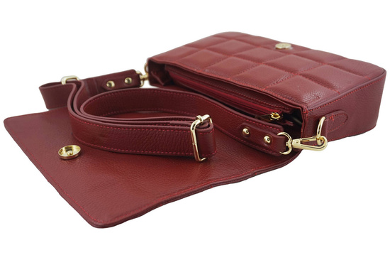 Modna torebka pikowana skórzana - Czerwona