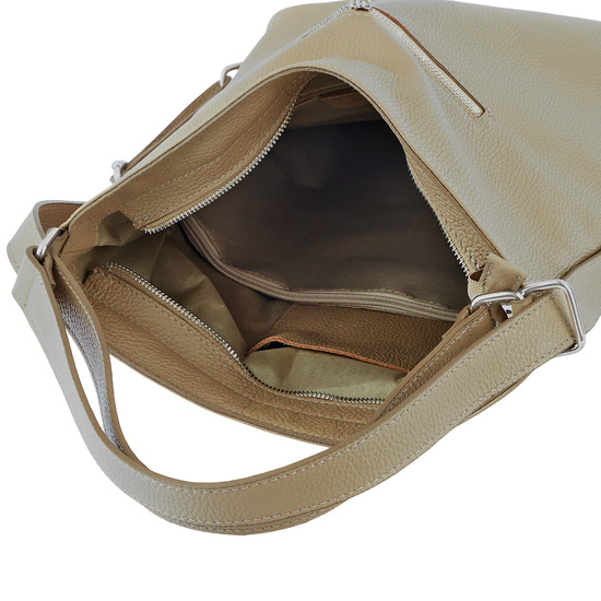 Torebka plecak z zamszem - Beżowa 