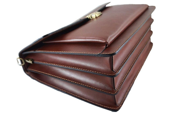 Aktówka męska skórzana - Barberini's - Brązowa ciemna