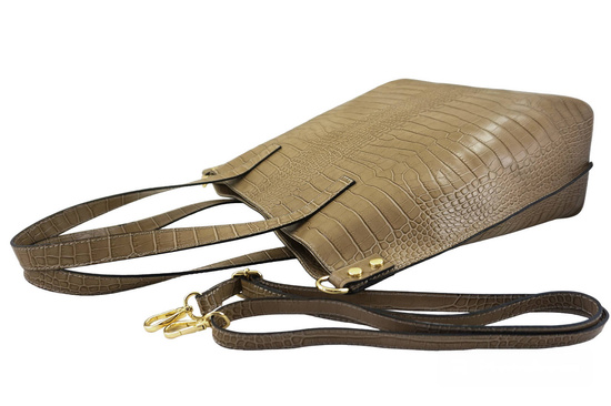 Duża torebka damska shopper - Beżowa 