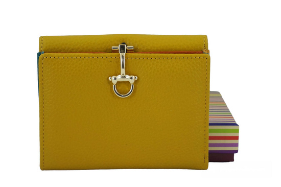 Elegancki portfel ze złotym zapięciem - Żółty ciemny 