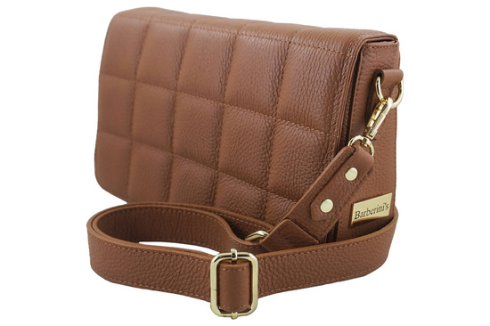 Modna torebka pikowana skórzana - Brązowa jasna