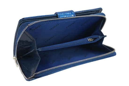 Portfel skórzany damski lakierowany - Czarny 