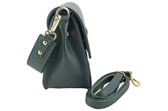 Torebka skórzana crossbody włoska - Granatowa