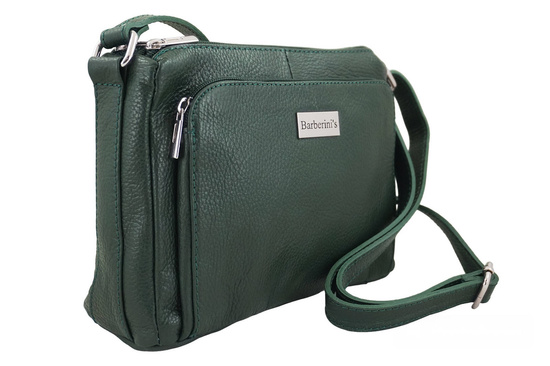 Listonoszka skórzana z kieszeniami - Zielona ciemna