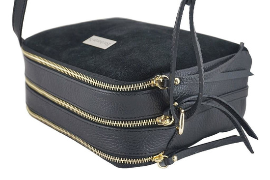 Damska skórzana listonoszka włoska - Szara ciemna