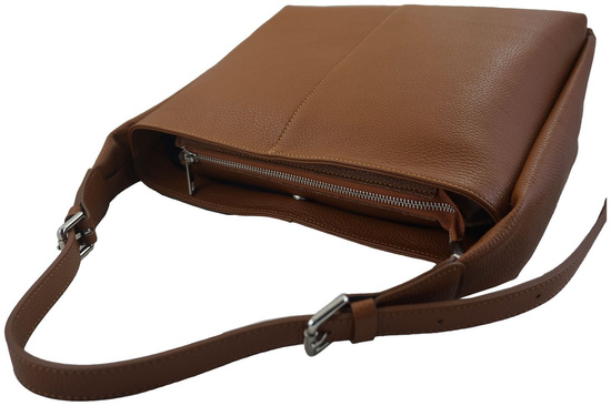 Klasyczna torebka skórzana na ramię - Brązowa jasna