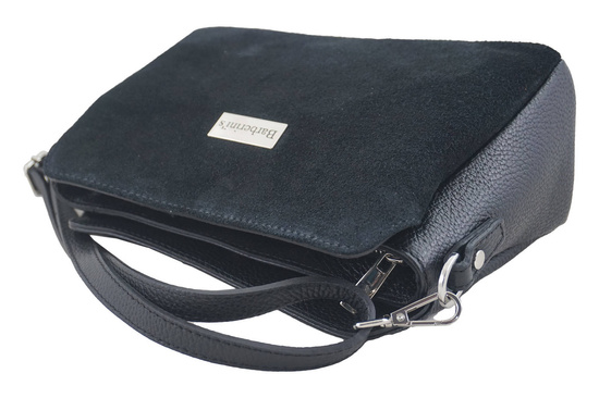 Listonoszka skórzana z zamszem - Czarna